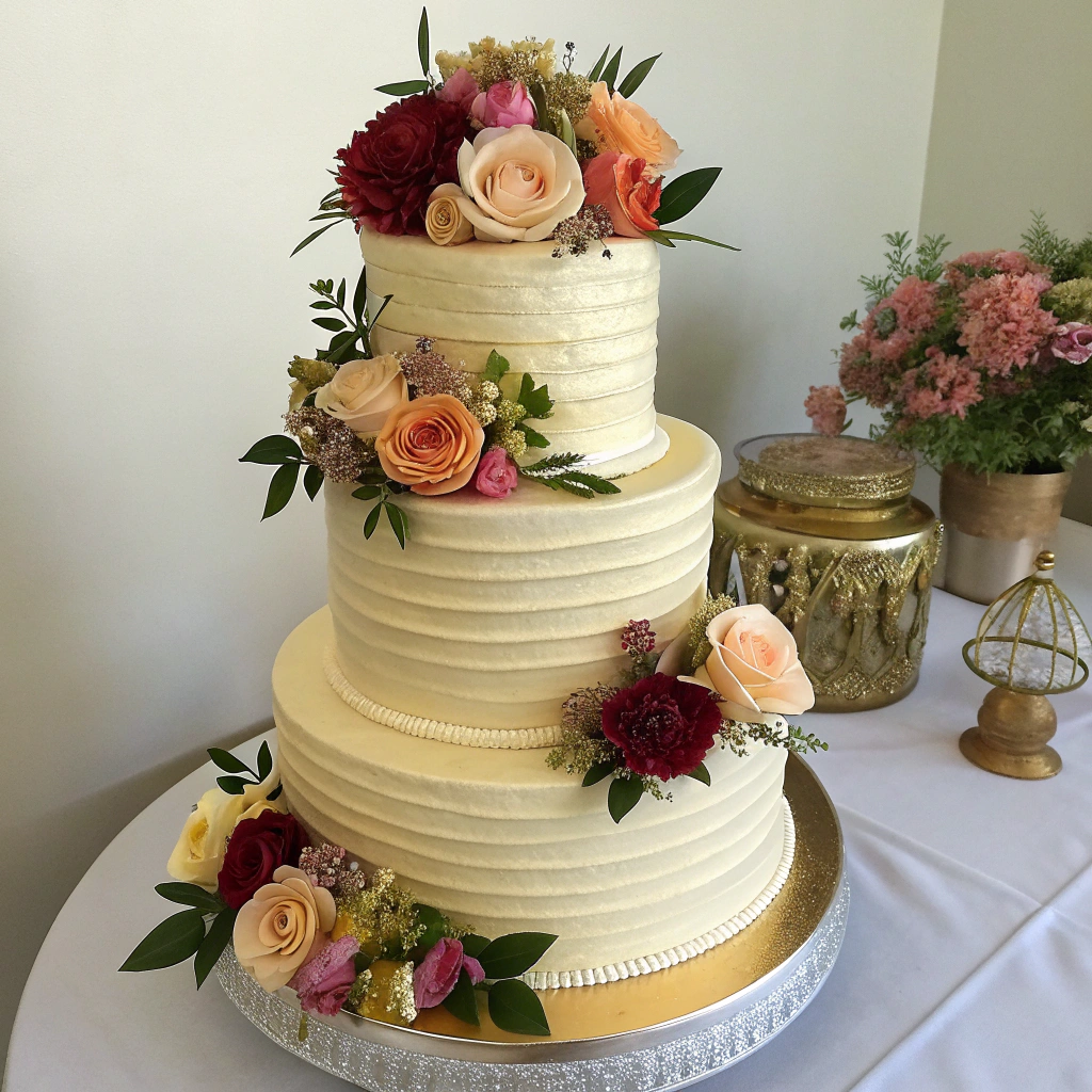 Rustic buttercream wedding cake