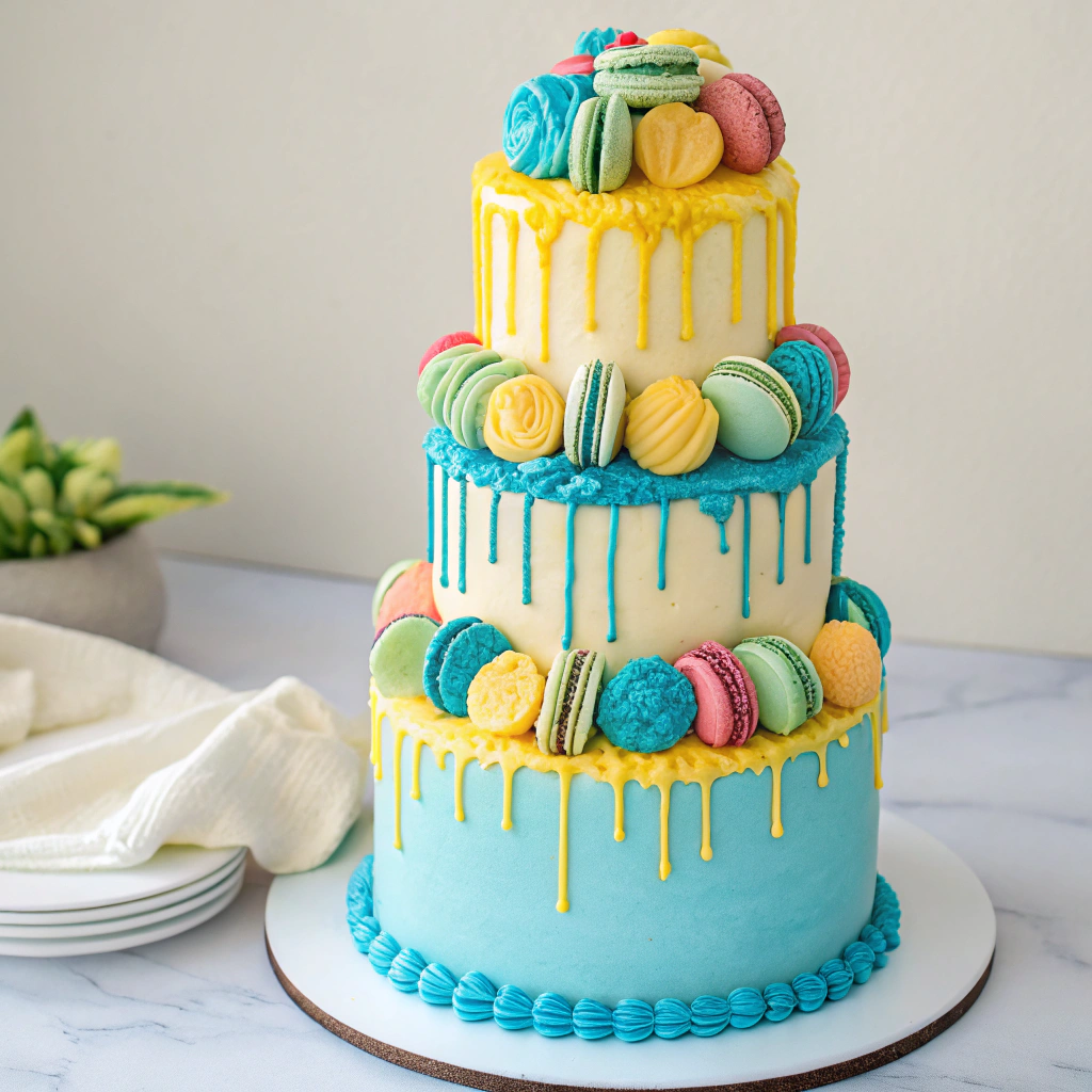 3 Tier macron cake