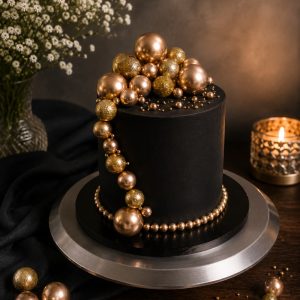 Gold and Black Elegance Custom Cake