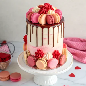 Valentine’s buttercream cake in red
