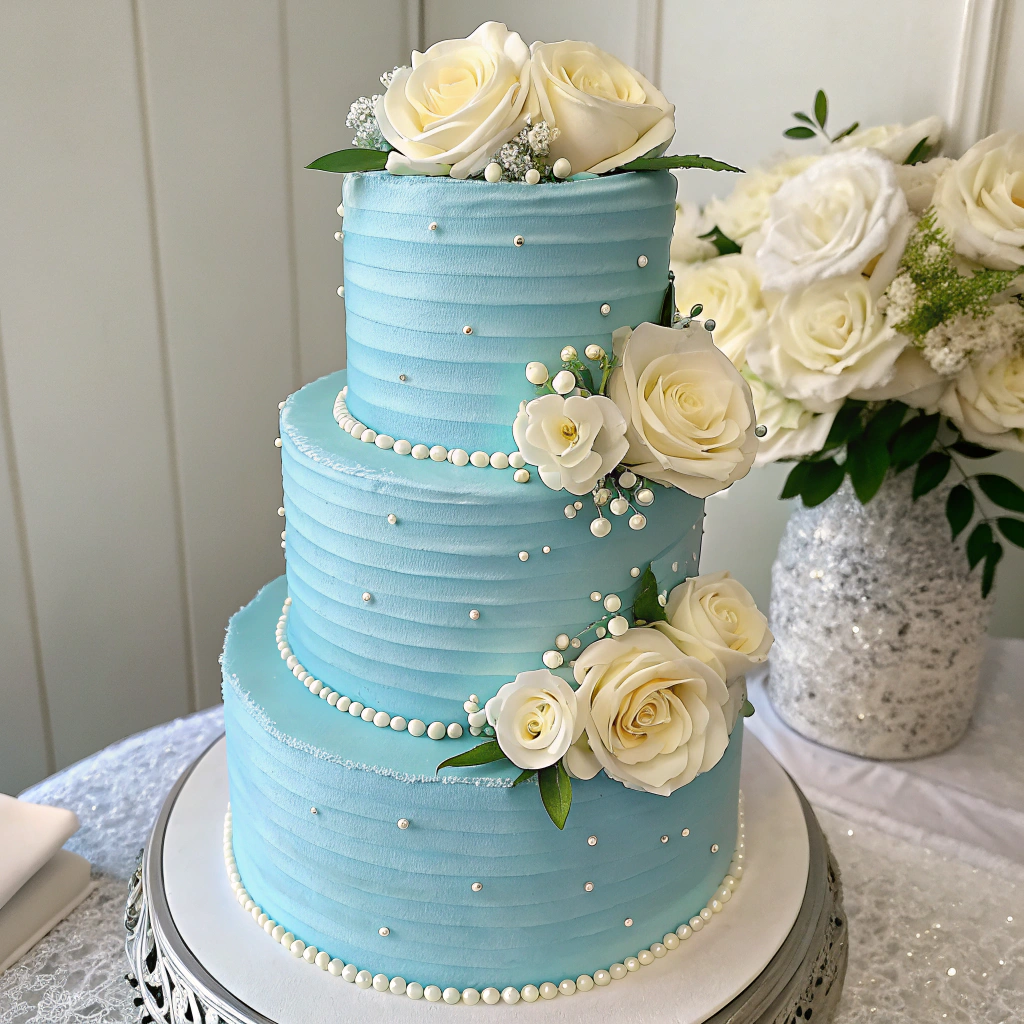 Blissful Blue Wedding Cake