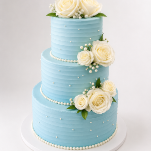 Blissful blue wedding cake 1