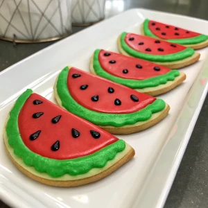 Watermelon Slice Royal Icing Cookies