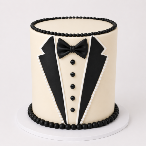 White Tuxedo Cake
