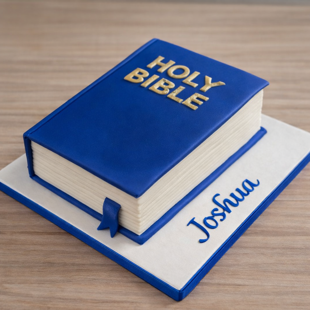 Chocolate Cake in the Shape of a Bible - Royal Blue Joshua