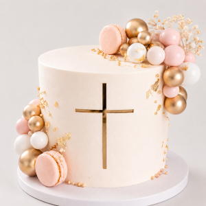 Elegant buttercream baptism cake