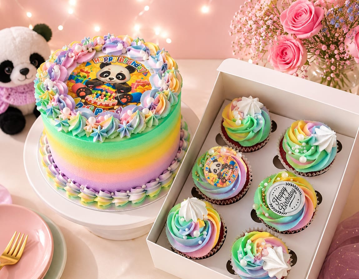 Mini 6inch cake plus 6 cupcakes