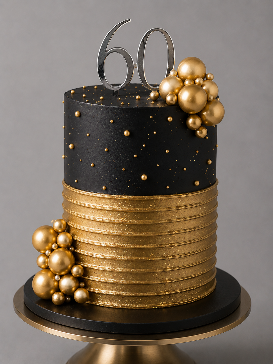 Black and Gold 60th Birthday Cake