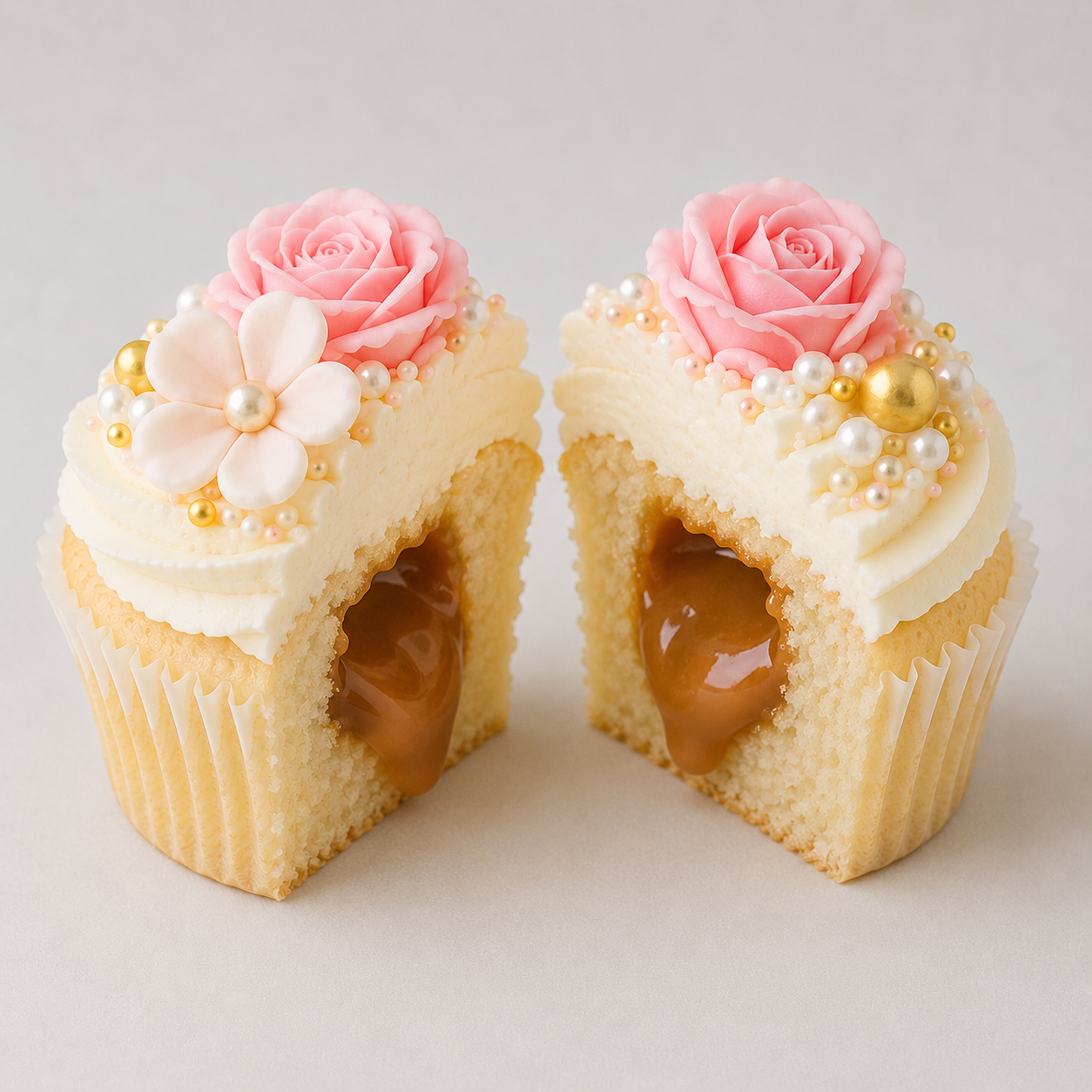Blush Bloom Floral Cupcakes hollow core caramel treat filled
