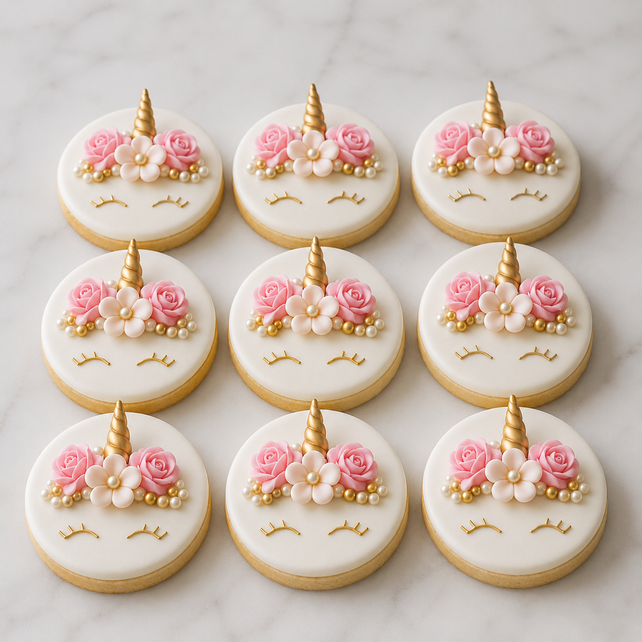 Blush Pearl Unicorn Cookies