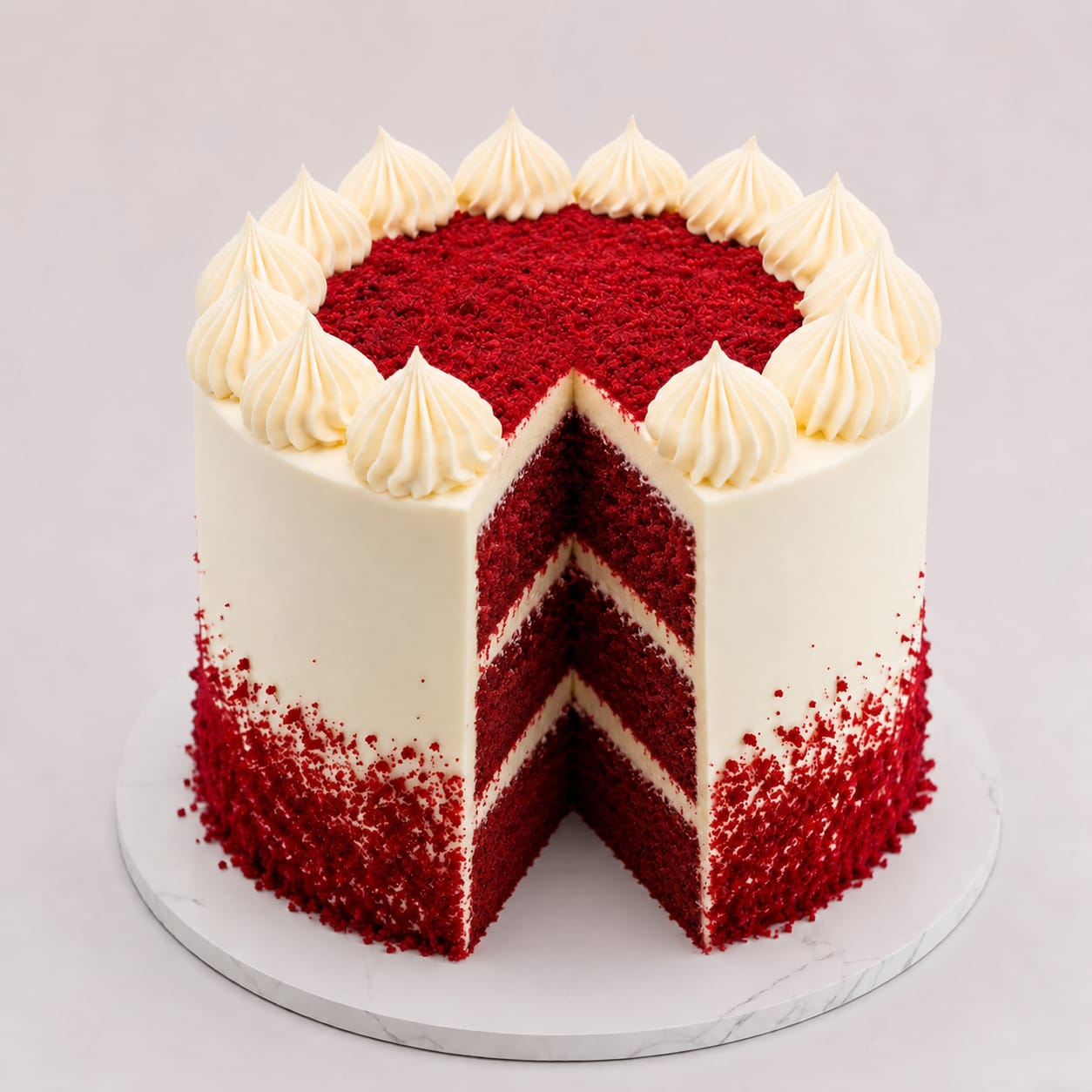 Classic Red Velvet Cake Slice Cream Cheese Frosting Cape to Cake