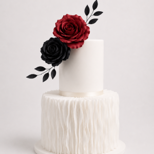 Monochrome Rose Wafer Ruffle Cake1