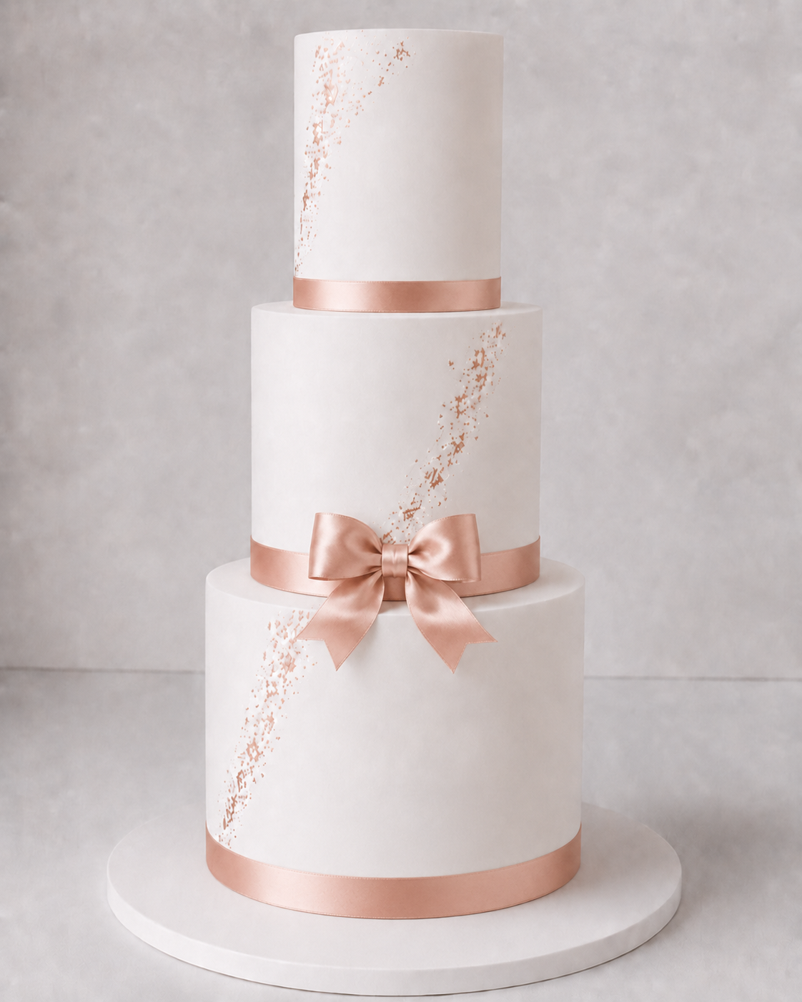 Rose Gold and WHite Wedding Cake