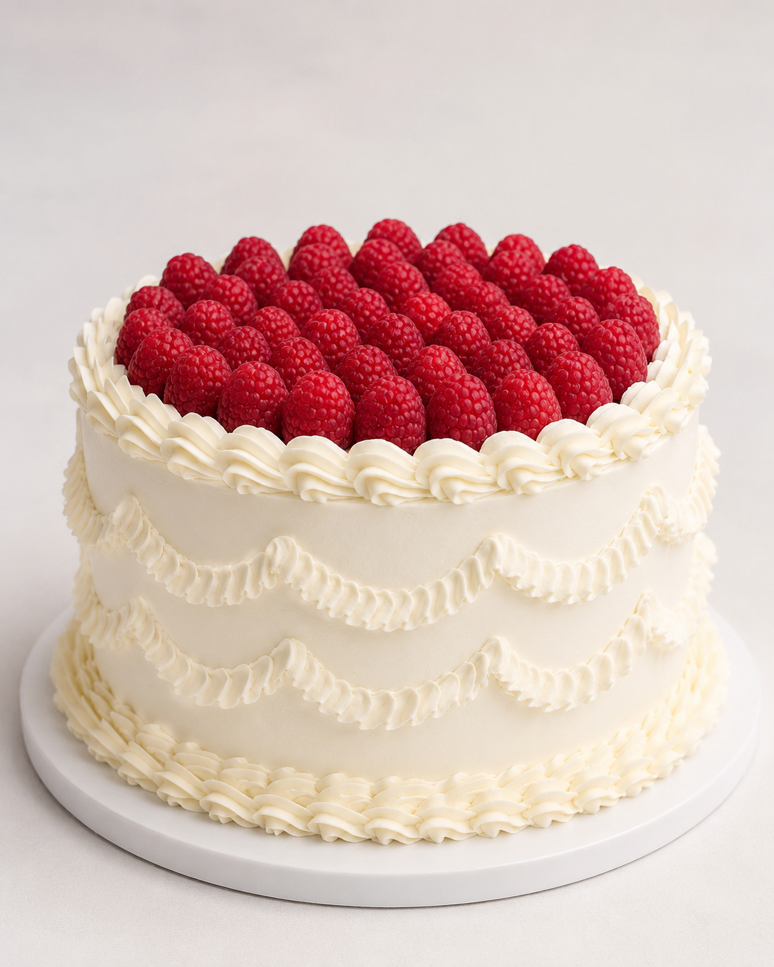 Elegant raspberry cake with intricate piping 20cm