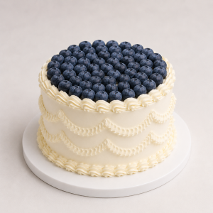 Fruit Ruffle Vintage Cake Blueberry covered cake with piped details 15cm