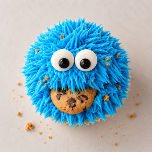 cookie monster inspired cupcake