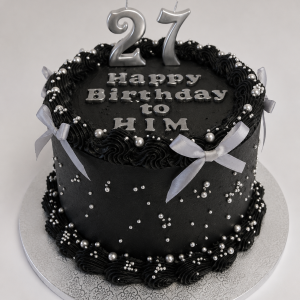 Black and Silver Bowtiful Cake