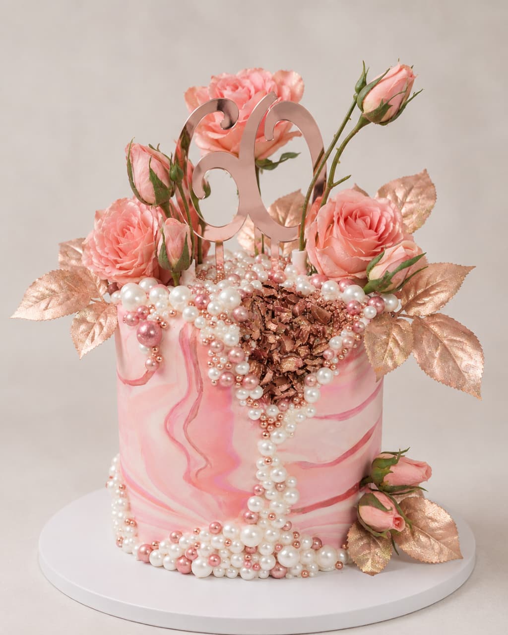 Crystal and Pearls Rose Gold 60th Birthday Cake