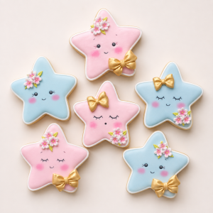 Pastel Star Royal Icing Cookies