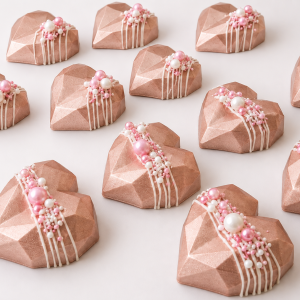 Rosegold & Pearl geo Hearts