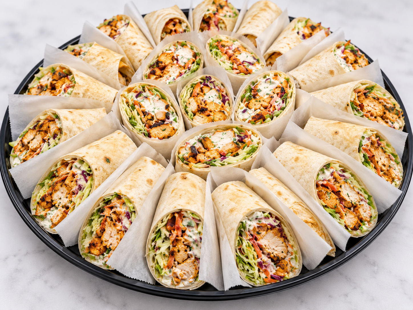 Chicken Tikka & Ranch Slaw Wrap Platter – 15 Full Wraps